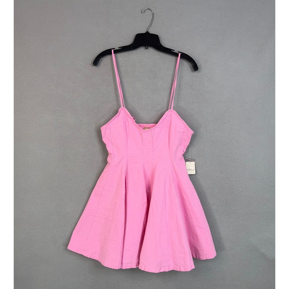 Free People Free-est Dress Womens Medium Pink Taffy Fit & Flare Mini Boho Summer